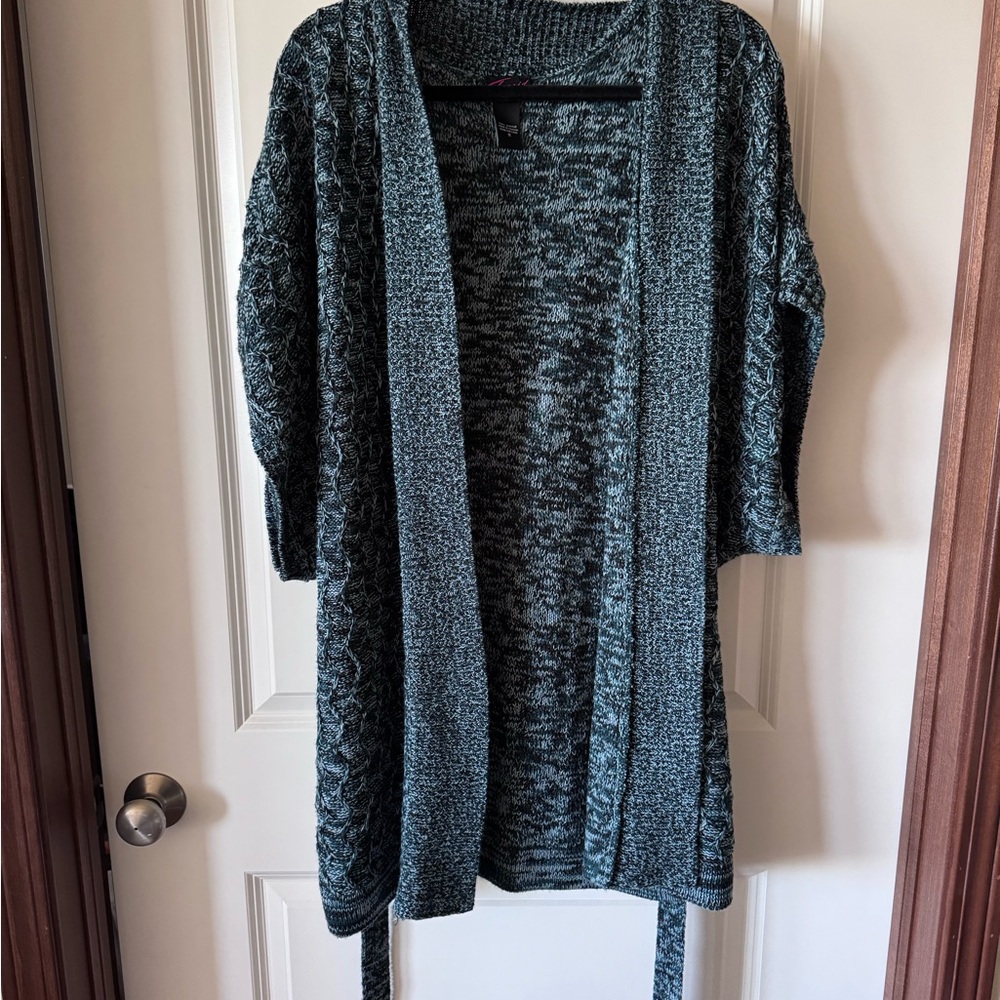 Torrid Textured Knit Cardigan in Blue and Black